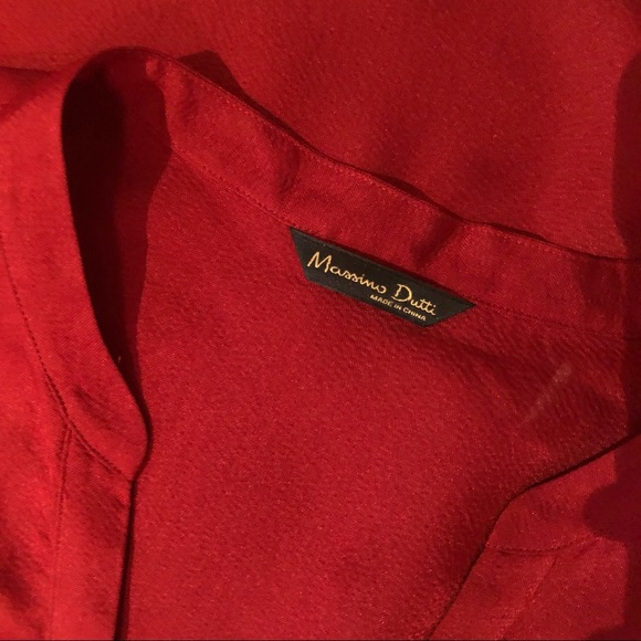 Massimo Dutti Red Silk Blouse Sz 6 - Picture 4 of 8